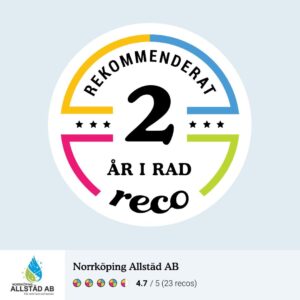 Norrköping Allstäd Bästa städfirman i Norrköping Reco Två år i rad